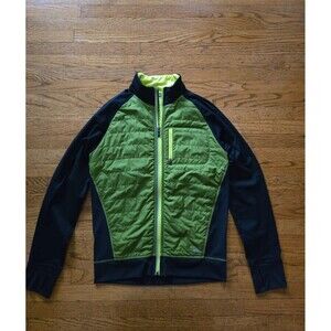 REI Mens Small Quilted Full Zip Performance Jacket Black/Green w/ Pockets